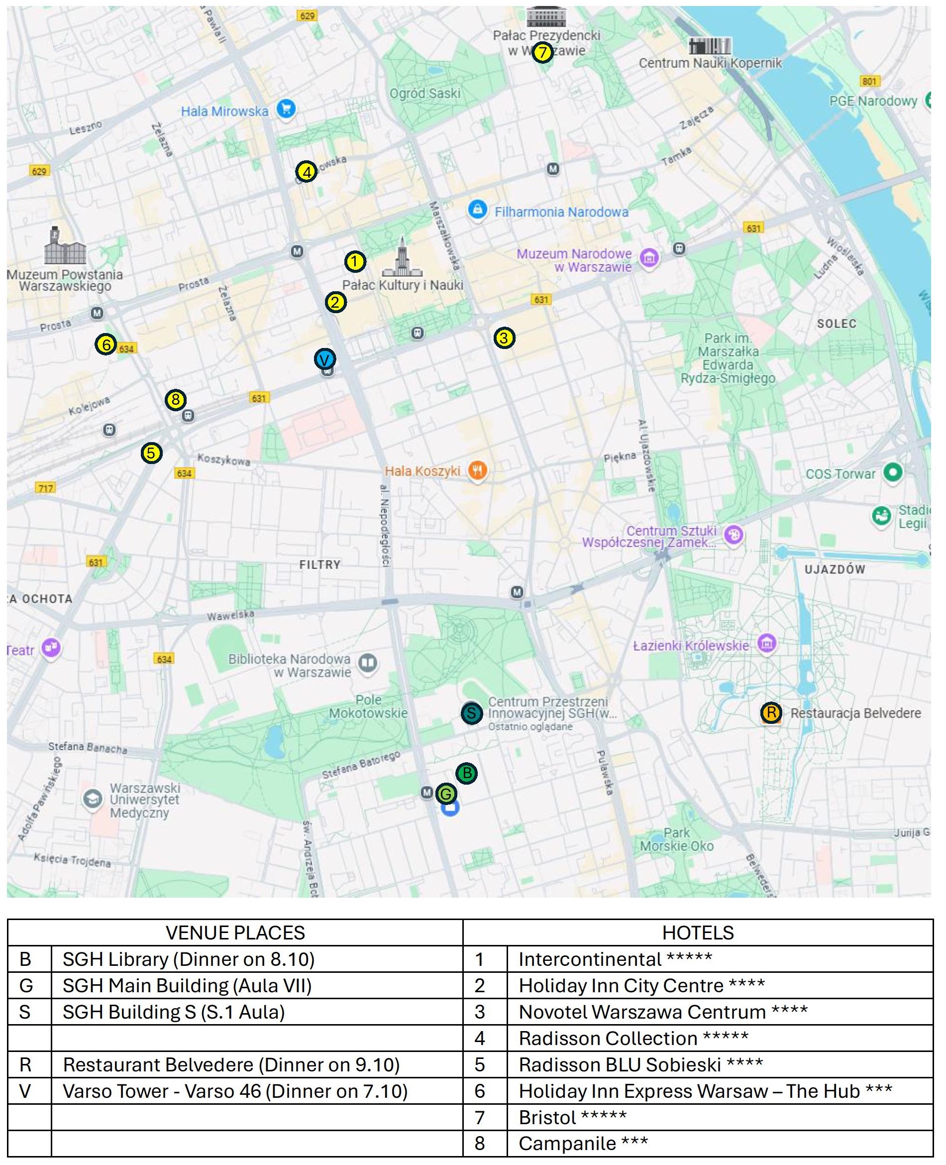 Hotel and Venue Places Map
